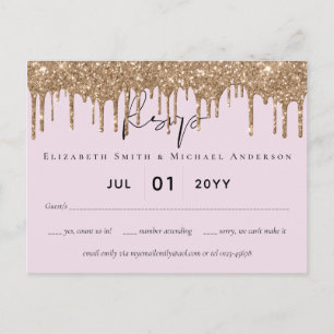 BUDGETEN Rosa Guld Glitter Bröllop OSA Vykort