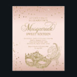 BUDGETEN  Rosa Guld Glitter Masquerad Sweet 16<br><div class="desc">Utformningsfunktionen mousserande masken guld glitter maskerad boll med guld konetti.</div>