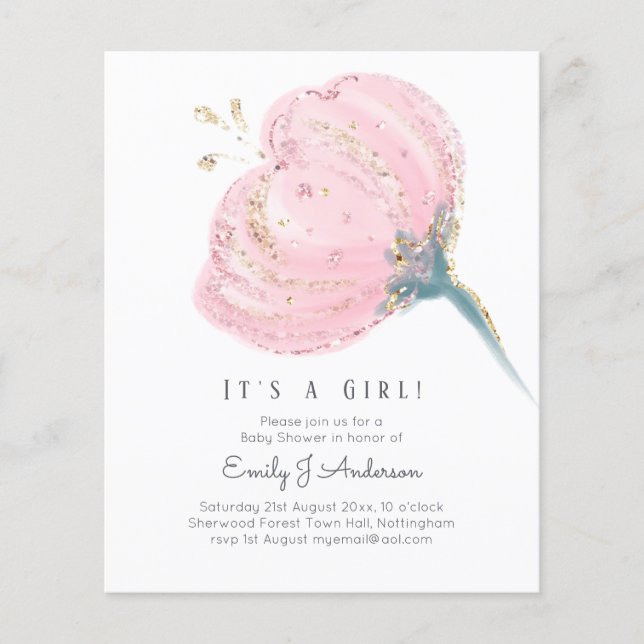 BUDGETEN Rosa ros Glitter är en flicka-babyskor (Framsida)