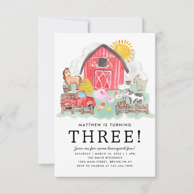 Budgeten Rustic Barnyard Animals Kids Farm Birthda Anteckningskort (Framsida)