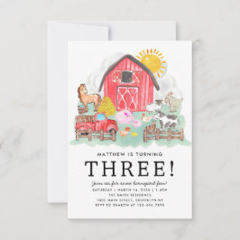 Budgeten Rustic Barnyard Animals Kids Farm Birthda Anteckningskort