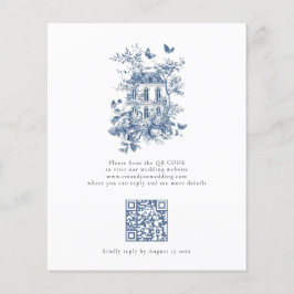 Budgeten Rustic Blue Toile De Jouy QR Code Bröllop