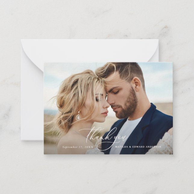 Budgeten Rustic elegant bröllop tackar er botanisk Anteckningskort (Framsida)