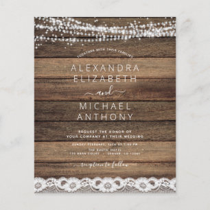 Budgeten Rustic Farmhouse String Ljus Snöre Bröllo Flygblad