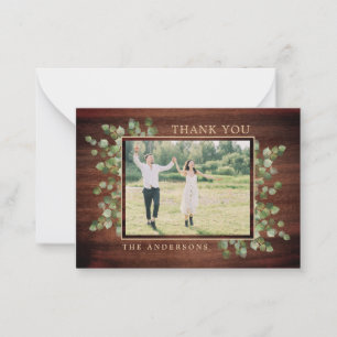 Budgeten Rustic Greenery Bröllop Photo Tack Anteckningskort