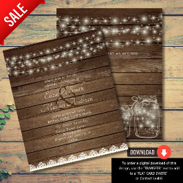 Budgeten Rustic Ljus Mason Burk Snöre Wood Bröllop