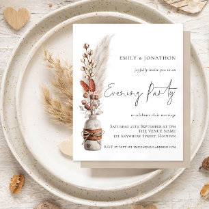Budgeten Rustic Pampas Bröllop Evening Party Inbju