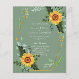 BUDGETEN Rustic Sunwers Greenery Löv Bröllop Flygblad