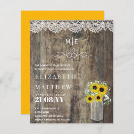 BUDGETEN Rustic Sunwers Gypsophila Wedbjudande bju