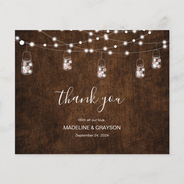 BUDGETEN Rustic Wood String Ljus Hearts Tack (Framsida)