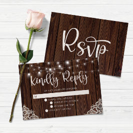 BUDGETEN Rustic Wood String Ljus Snöre Bröllop OSA Anteckningskort