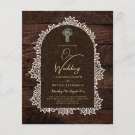 BUDGETEN Rustic Woodland Bröllop Wood Snöre INBJUD Flygblad