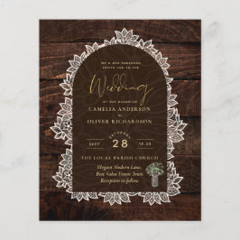 BUDGETEN Rustic Woodland Bröllop Wood Snöre INBJUD Flygblad