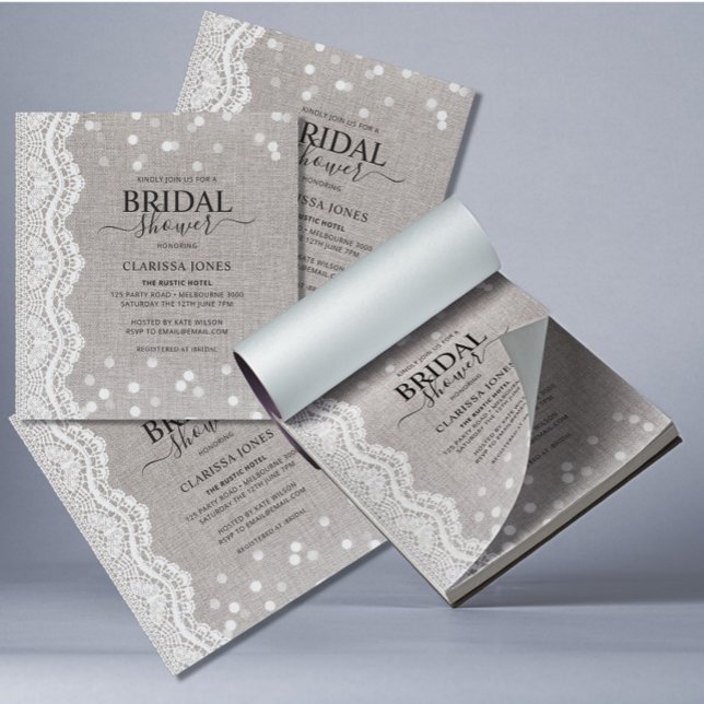 BUDGETEN Rustik Burlap Snöre Inbjudningskort för m Anteckningsblock (Skapare uppladdad)