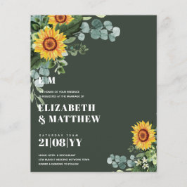 BUDGETEN Rustit Sunblommor Modern Text Bröllop Flygblad
