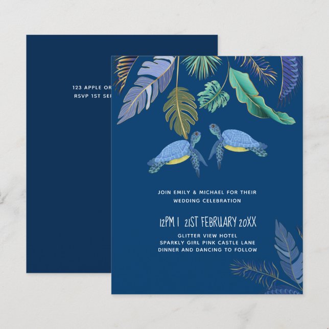 BUDGETEN Sea Turtles Bröllop Blue Gult (Fram/baksida)