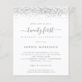 Budgeten Silver Glitter 20 första Party Inbjudan