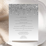 Budgeten Silver Glitter-drivrutin, Bröllop-meny<br><div class="desc">Den här elegant bröllop-menyn har en överkant gräns av silver,  glitter och silver,  som har en baksida. Anpassadet kombinerar handskript för grått och sans serif typsnitt.</div>