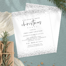 Budgeten Silver Glitter jul Party White Inbjudan