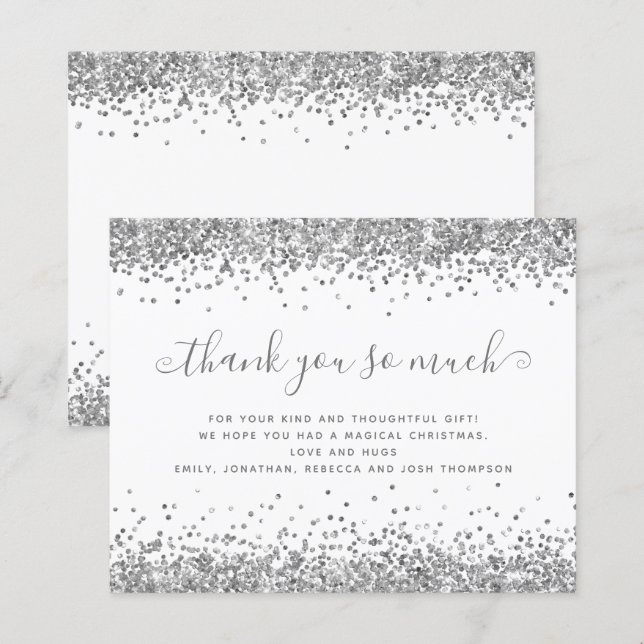 Budgeten Silver Glitter jul-Tacken (Fram/baksida)