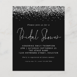 Budgeten Silver Glitter Möhippa Svarta Inbjudan