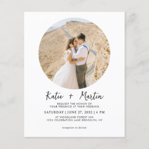 BUDGETEN Simple Black and White Round Photo Bröllo