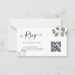 BUDGETEN Simple Eucalyptus QR Code OSA Bröllop Anteckningskort