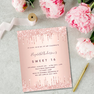 BUDGETEN Söt 16 ro guld glitter rosa