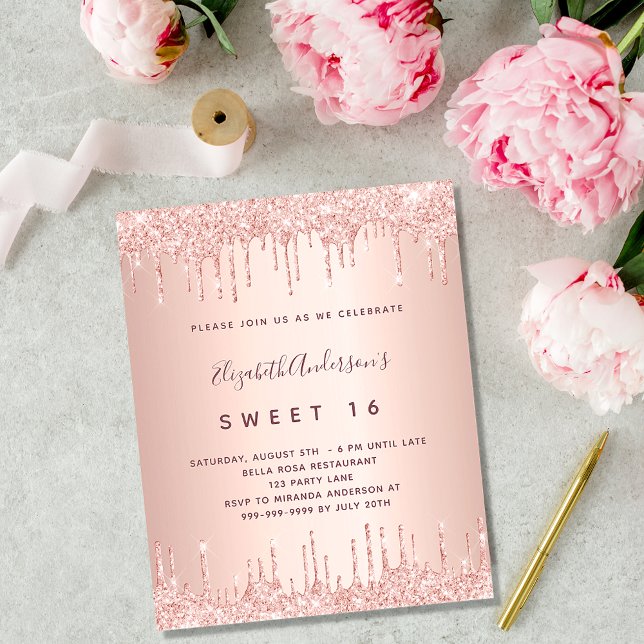 BUDGETEN Söt 16 ro guld glitter rosa (Skapare uppladdad)