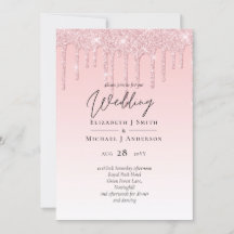 Budgeten Söt Girly Bröllop Glitter Rosa Inbjudan