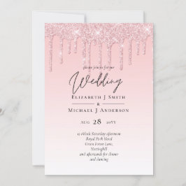 Budgeten Söt Girly Bröllop Glitter Rosa Inbjudan