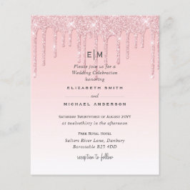 Budgeten Söt Girly Bröllop Glitter Rosa Inbjudan