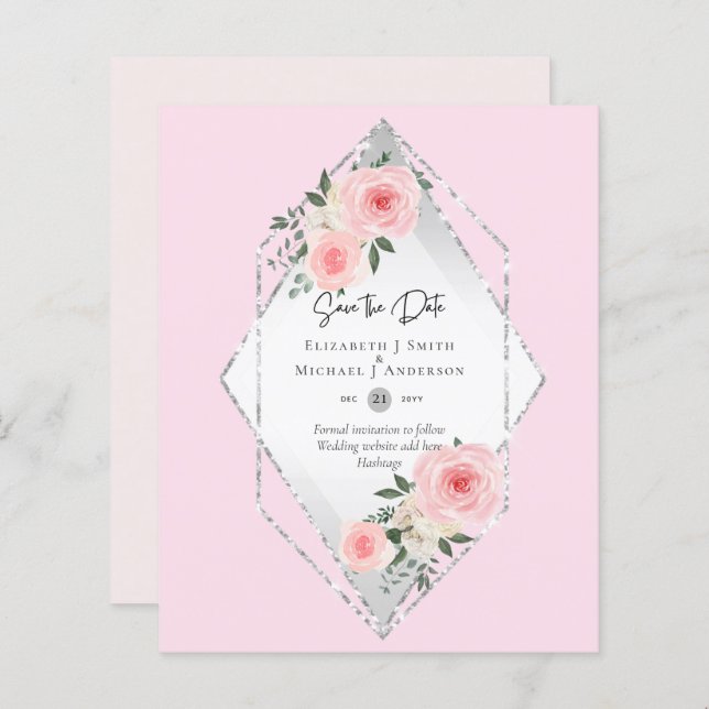 BUDGETEN SPARAR DATUMET - Rosa Vit ros (Fram/baksida)