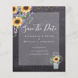 BUDGETEN SPARAR DATUMET Rustic Sunblommors Lila Flygblad