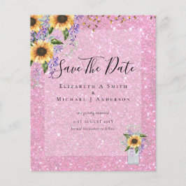 BUDGETEN SPARAR DATUMET Rustic Sunblommors Lila Flygblad