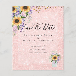 BUDGETEN SPARAR DATUMET Rustic Sunblommors Lila Flygblad