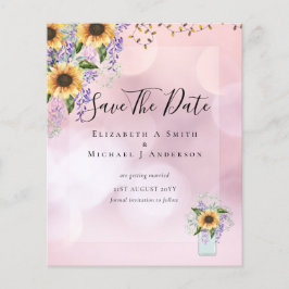 BUDGETEN SPARAR DATUMET Rustic Sunblommors Lila Flygblad