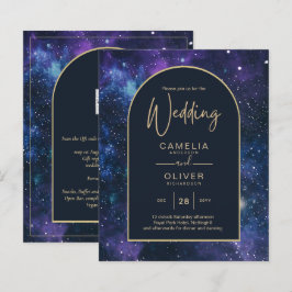 BUDGETEN Starry Night Lila Blue bröllopsinbjudning