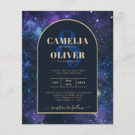 BUDGETEN Starry Night Lila Blue bröllopsinbjudning Flygblad