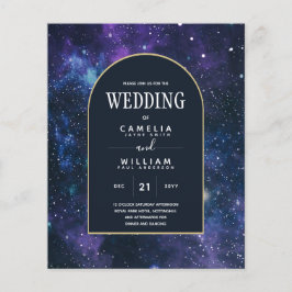 BUDGETEN Starry Night Lila Blue bröllopsinbjudning Flygblad