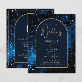 BUDGETEN Starry Night Navy Blue Guld bröllopsinbju