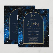 BUDGETEN Starry Night Navy Blue Guld bröllopsinbju