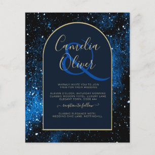 BUDGETEN Starry Night Navy Blue Guld bröllopsinbju Flygblad