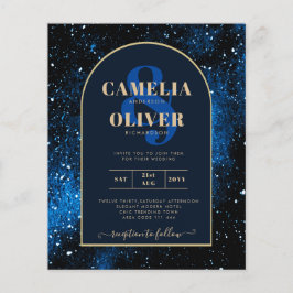 BUDGETEN Starry Night Navy Blue Guld bröllopsinbju Flygblad