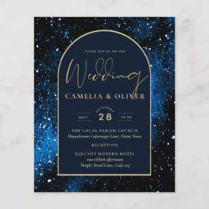 BUDGETEN Starry Night Navy Blue Guld bröllopsinbju Flygblad