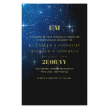 BUDGETEN Starry Night Navy Guld A9 Bröllopsinbjudn