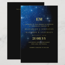 BUDGETEN Starry Night Navy Guld A9 Bröllopsinbjudn