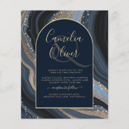 BUDGETEN Starry Night Navy Guld Agate Wedvite Flygblad
