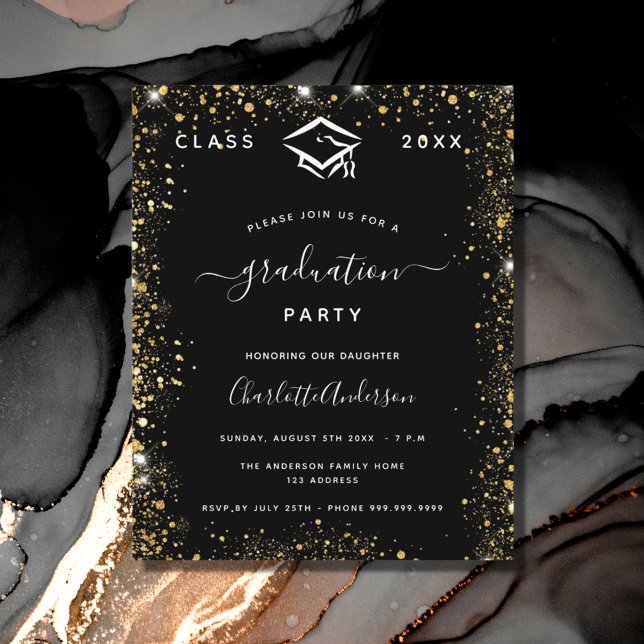 Budgeten studenten svart guld glitter 2023 (Skapare uppladdad)