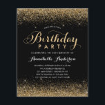 Budgeten Svarta Guld Glitter Gnistra i alla åldrar<br><div class="desc">Modern Glam Black Glitter Gnistra Elegant Guld Script Calligraphy any age Birthday-inbjudan</div>